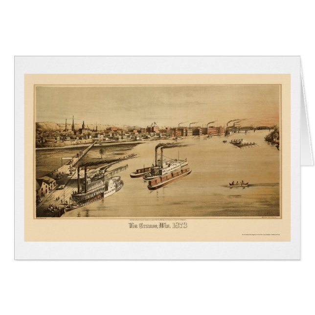 La Crosse, mapa panorámico de los WI - 1873 (Anverso (Horizontal))