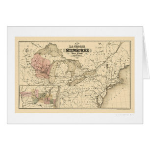 La Crosse y mapa 1855 del ferrocarril de Milwaukee