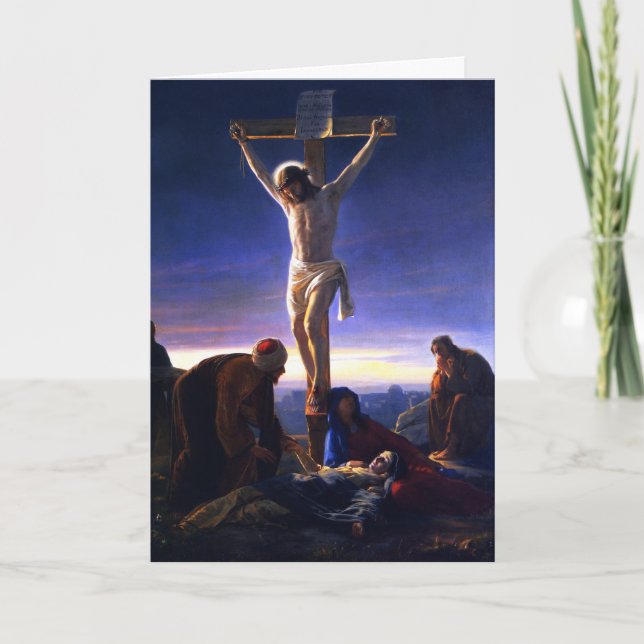 La crucifixión de Jesús. Tarjeta de Pascua Bella A (Anverso)