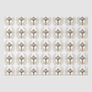 La cruz de Pascua con ángel se va volando el papel