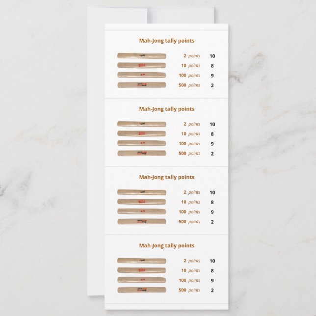 La cuenta Mah-Jong señala la tarjeta - 1 (Anverso)