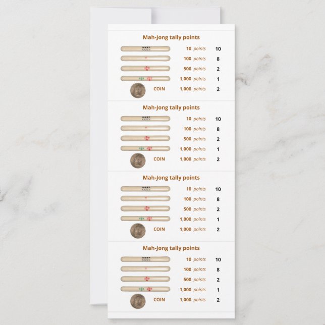 La cuenta Mah-Jong señala la tarjeta - 3 (con la (Anverso)