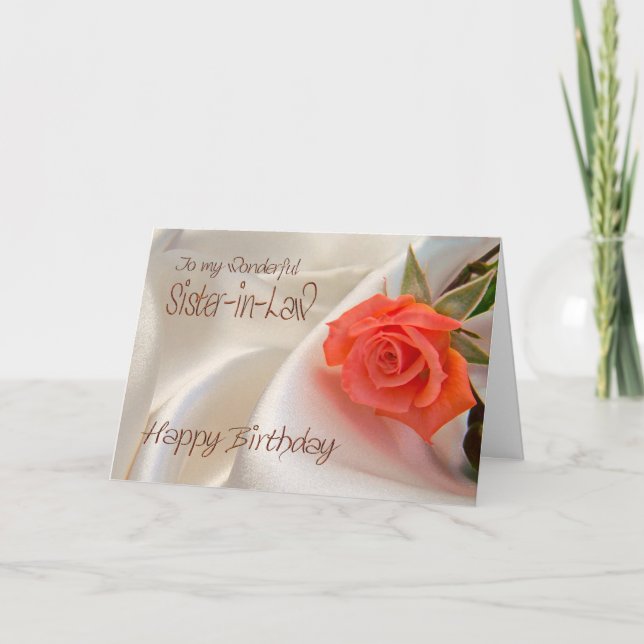 La cuñada, una tarjeta de cumpleaños con una rosa  (Anverso)