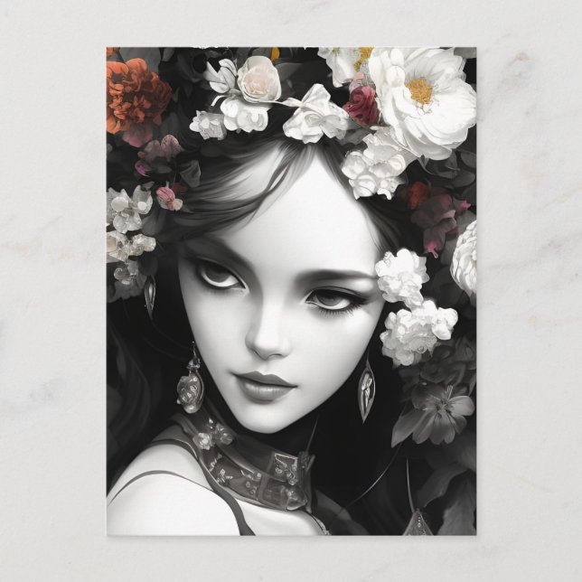 La Dama Con Flores En La Postales De Su Cabello (Anverso)
