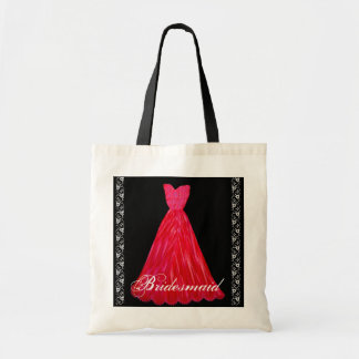 La dama de honor ROJA viste la bolsa de asas del