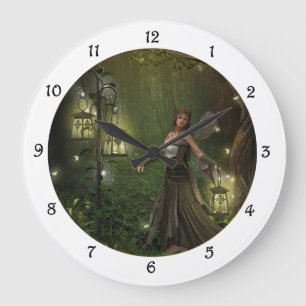 La dama del reloj de la pared de los faroles