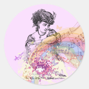 La dama victoriana PrettyPink Pegatinas redondos p