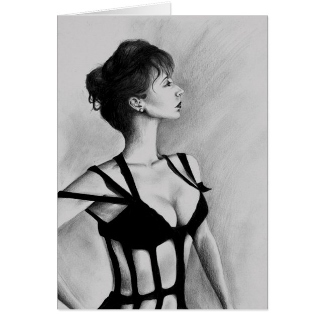 La dama Woman arte original de Portrait Black y (Frente)