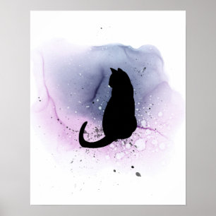 La decoración de la pared de silueta de gato negro