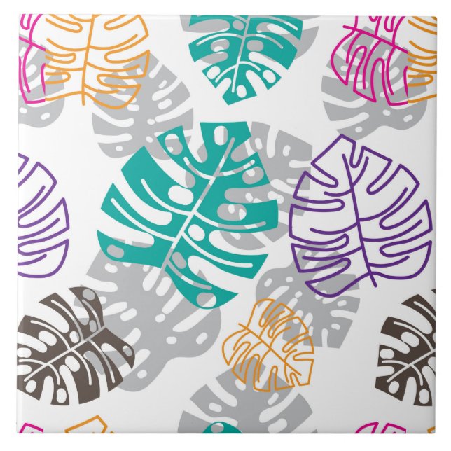 la decoración deja azulejos de cerámica (Frente)