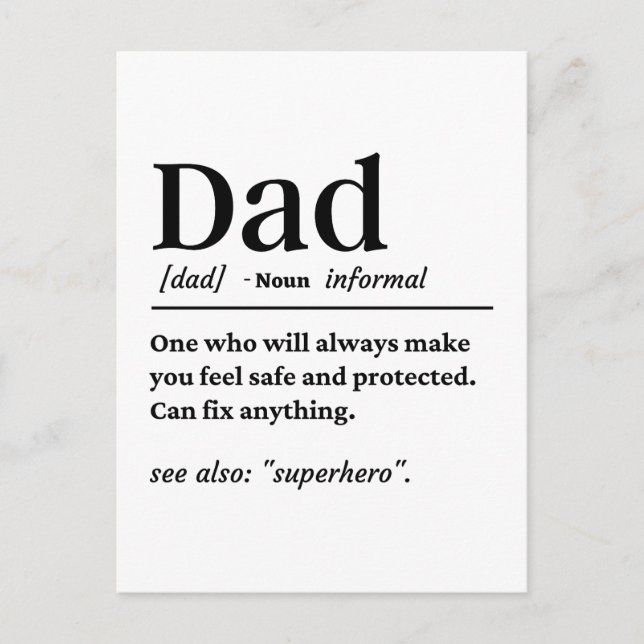 La definición única de papá regalo la tarjeta del  (Anverso)