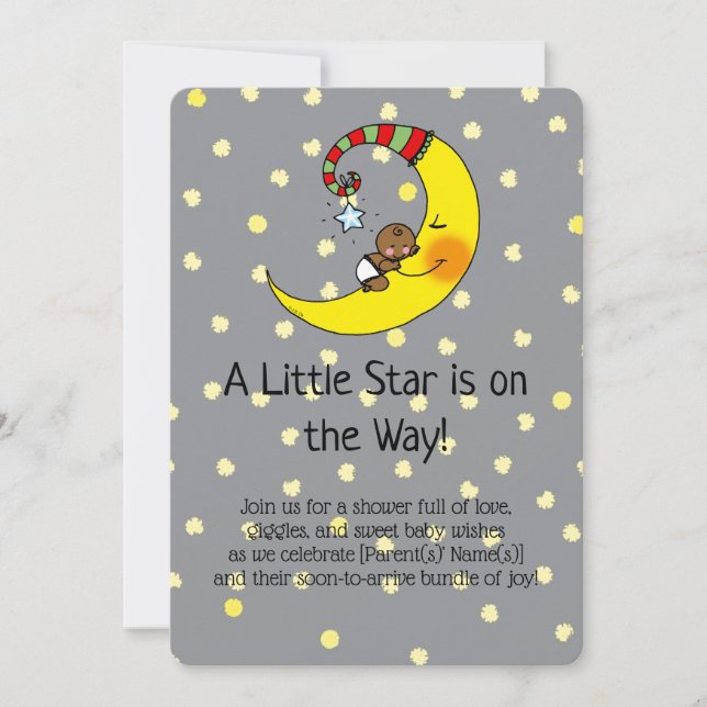 La delicada invitación a Baby Shower bajo las estr (Anverso)