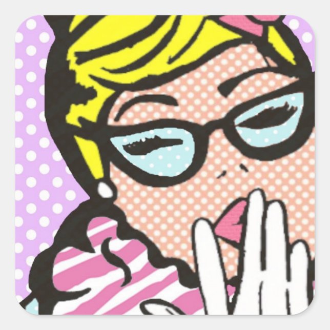 La-Di-Da Lady Pop Art Pegatinas (Anverso)