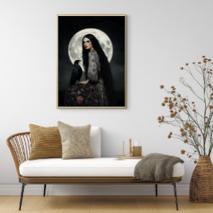 La diosa Morrigan con arte gótico oscuro de cuervo