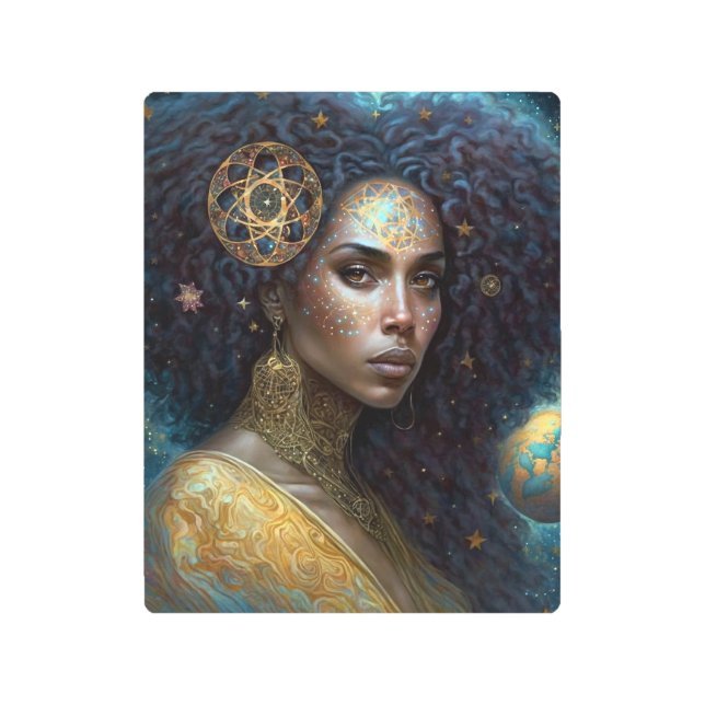 La diosa negra afroamericana reina arte de fantasí (Anverso)