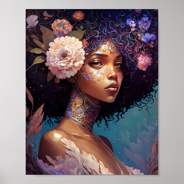 La diosa negra afroamericana reina arte de fantasí (Frente)