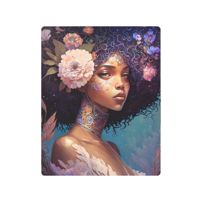 La diosa negra afroamericana reina arte de fantasí (Anverso)