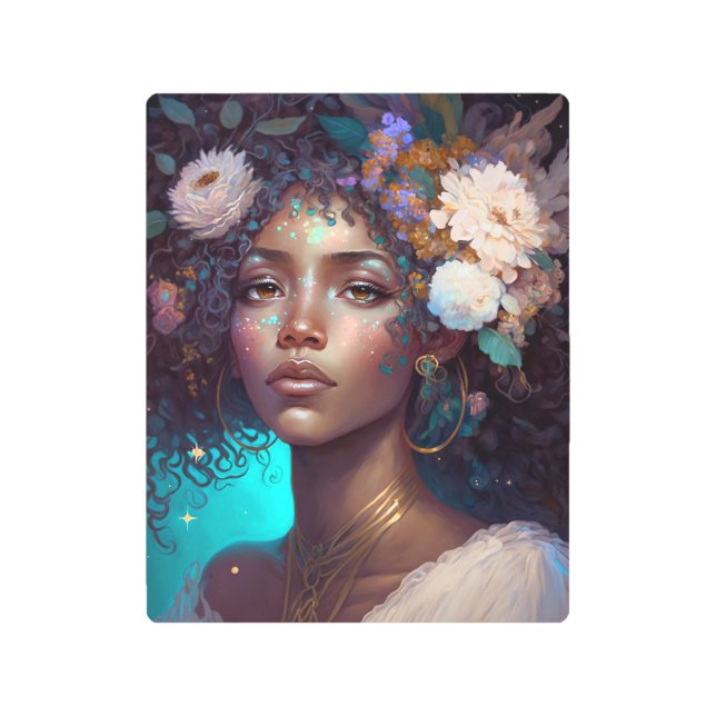 La diosa negra afroamericana reina arte de fantasí (Anverso)