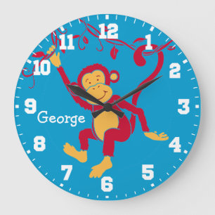 La diversión embroma el reloj rojo, azul y blanco