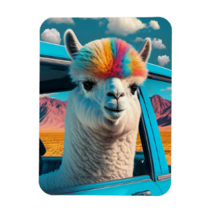 La divertida Alpaca en un imán flexible de arte au