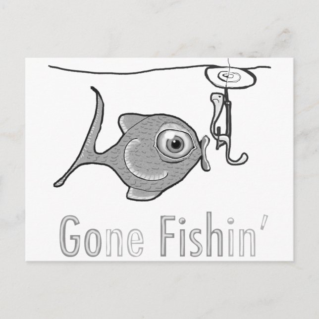 La divertida postal de Gone Fishin' (Anverso)