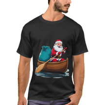 la divertida santa claus remando la camiseta del b