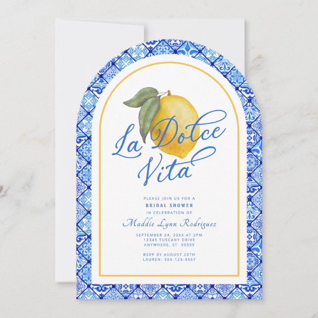 La Dolce Vita Italia Invitación a ducha de novia (Anverso)