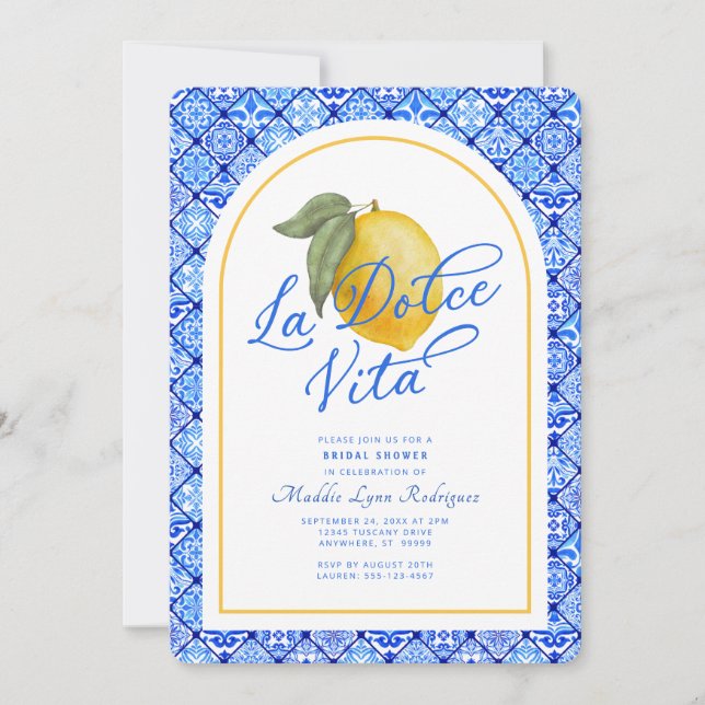 La Dolce Vita Italia Invitación a ducha de novia (Anverso)