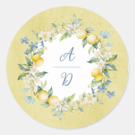La Dolce Vita Lemon Floral Wreath Boda Pegatina