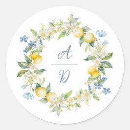 La Dolce Vita Lemon Floral Wreath Boda Pegatina