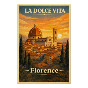 La Dolce Vita - Póster de viaje vintage de Florenc