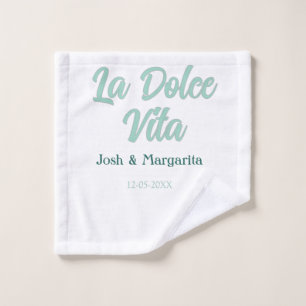 La Dolce Vita verde azul pastel nombre fecha boda