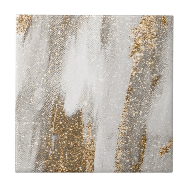 La elegancia de las baldosas de cerámica dorada y  (Frente)