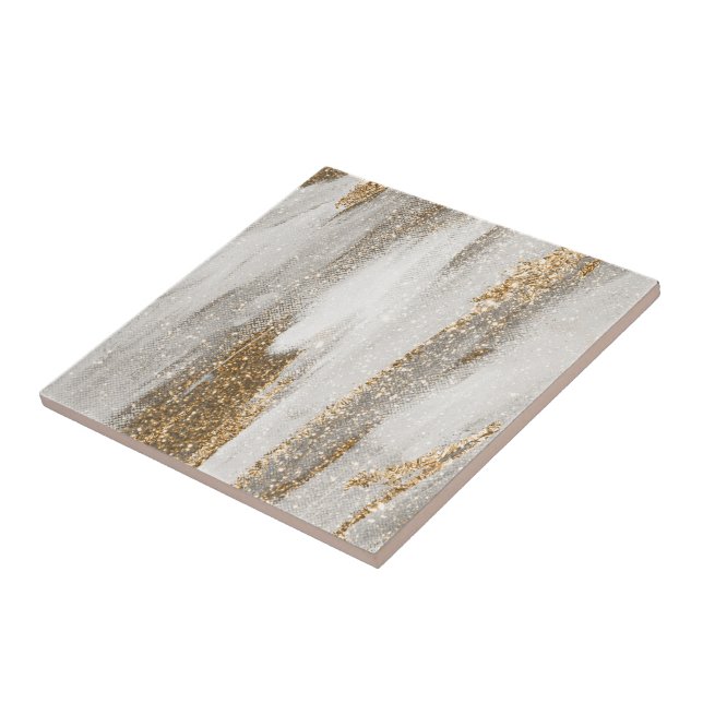 La elegancia de las baldosas de cerámica dorada y  (Lado)