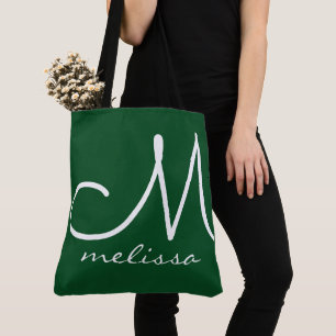 La elegante bolsa de té verde esmeralda con su nom