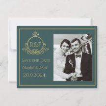 La elegante caligrafía dorada verde salva la fecha