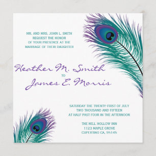 La elegante invitación a la boda de pavo real