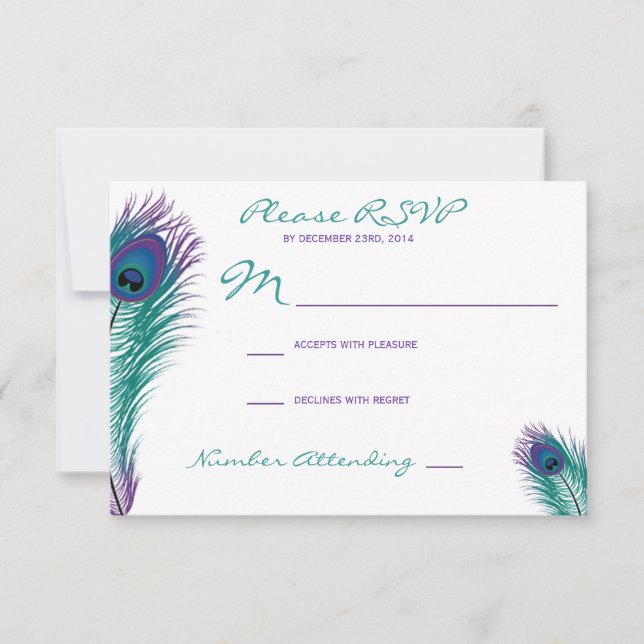 La elegante invitación de Peacock RSVP (Anverso)