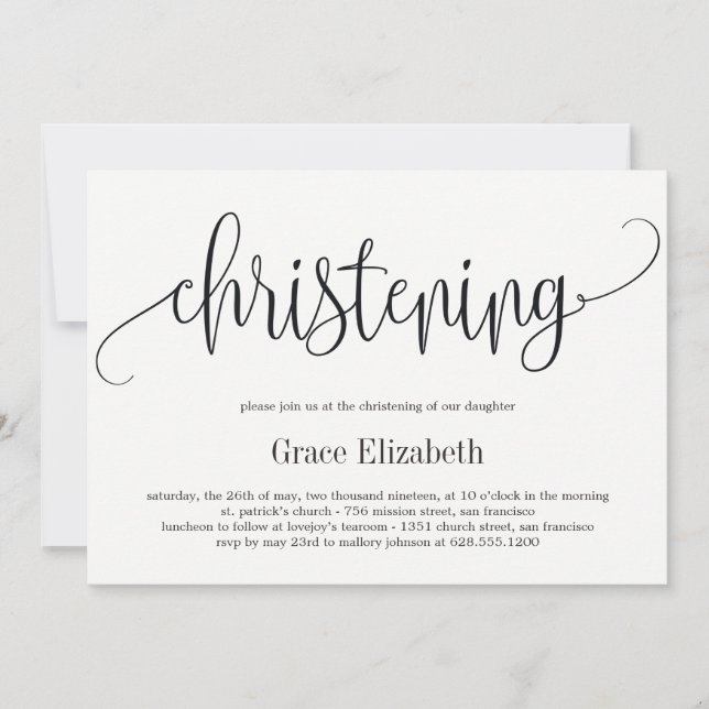 La encantadora caligrafía de la invitación a la cr (Anverso)