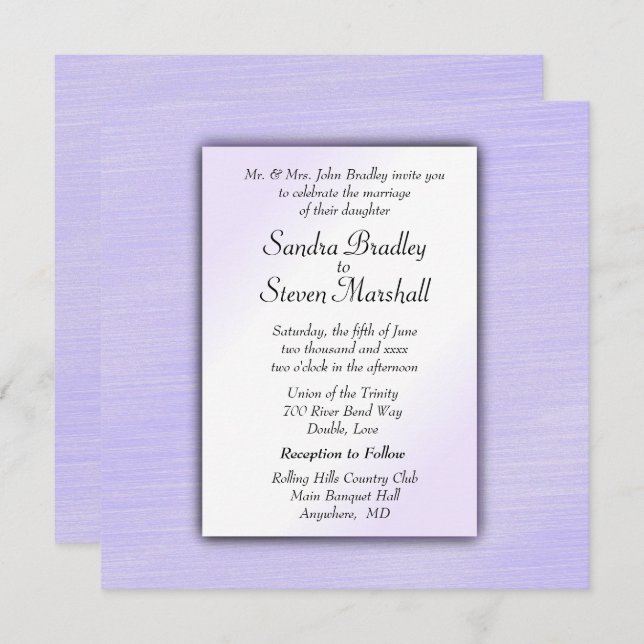 La encantadora invitación a la boda de Lavender (Anverso / Reverso)