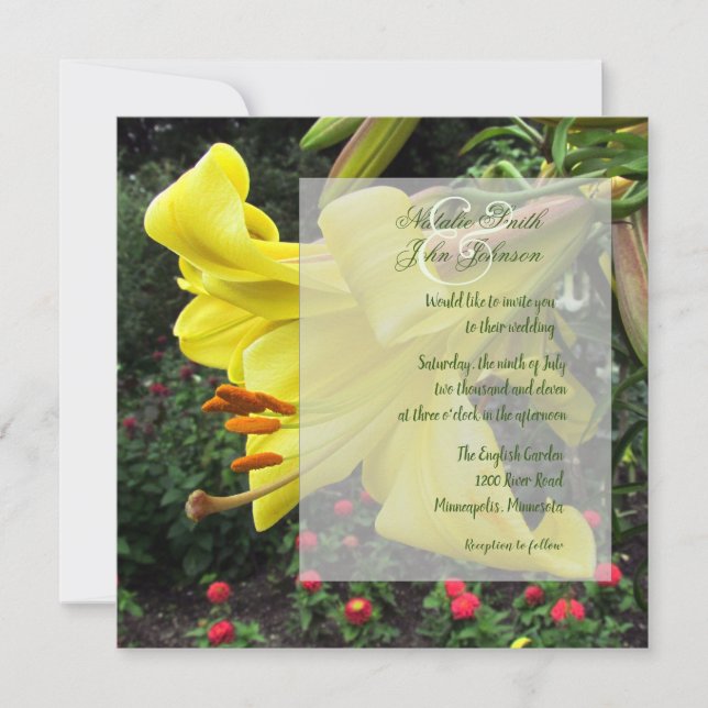 La encantadora invitación a la boda de Lilly (Anverso)