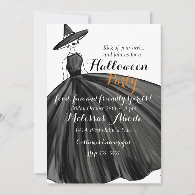 La encantadora invitación a la Bruja de Halloween (Anverso)
