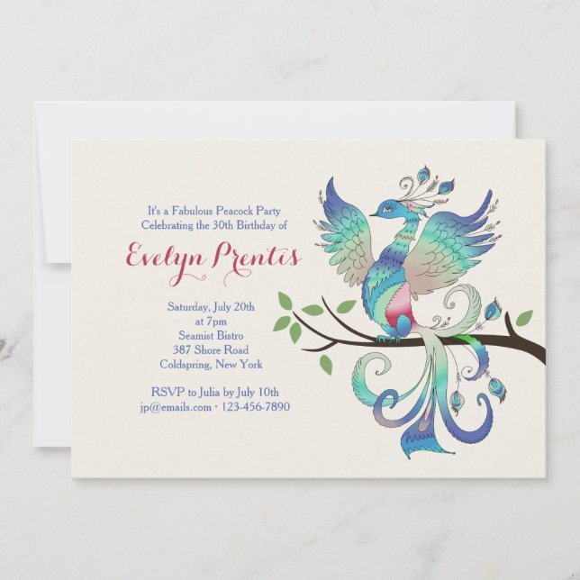 La encantadora invitación a Peacock (Anverso)