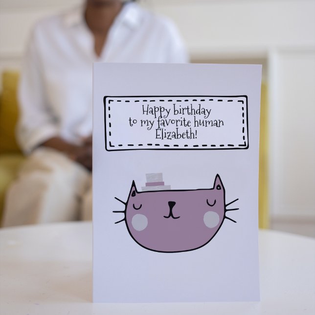 La encantadora tarjeta de cumpleaños de Cat Lover (Happy birthday to my favorite human from cat is a birthday card for all cat lovers.)