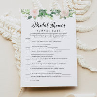 La encuesta DEVON Bridal Shower dice tarjeta de ju