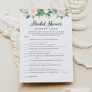 La encuesta DEVON Bridal Shower dice tarjeta de ju