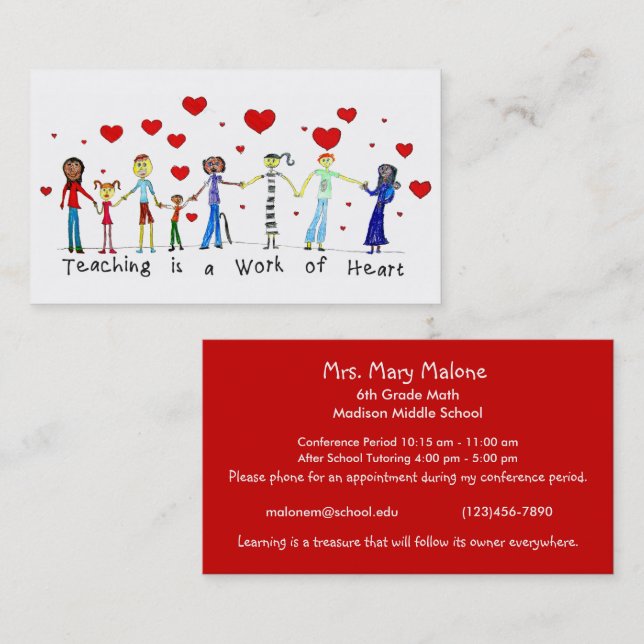 La enseñanza es un trabajo de tarjetas de informac (Anverso / Reverso)