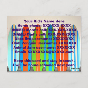 ¡LA ESCUELA ESTÁ FUERA! Tarjeta de contacto