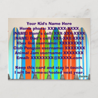 ¡LA ESCUELA ESTÁ FUERA! Tarjeta de contacto