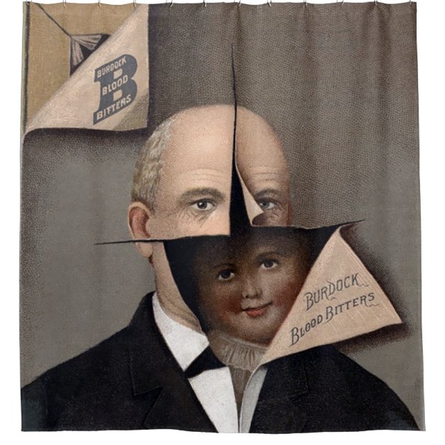 La espeluznante cortina de ducha publicitaria vict (Anverso)